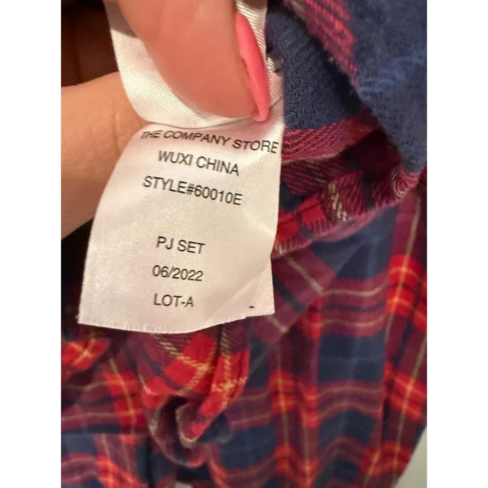 The Company Store Kids Red Navy Plaid Cotton Flannel Pajama Set Size 5 60010E